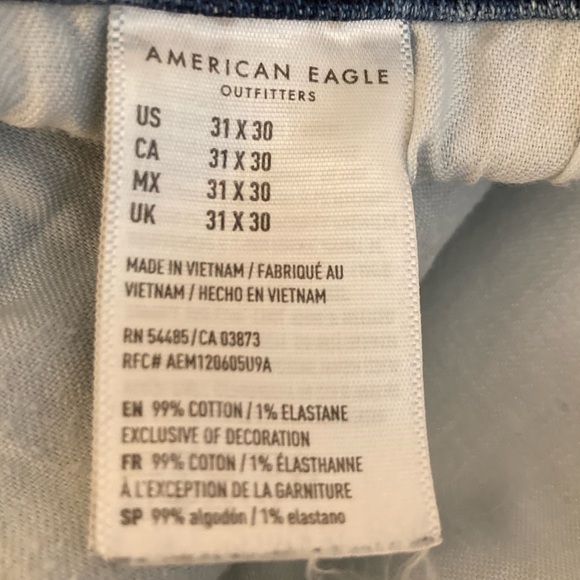 American Eagle Distressed Airflex Slim Button Fly Jeans Size 31 x 30 - Picture 12 of 13